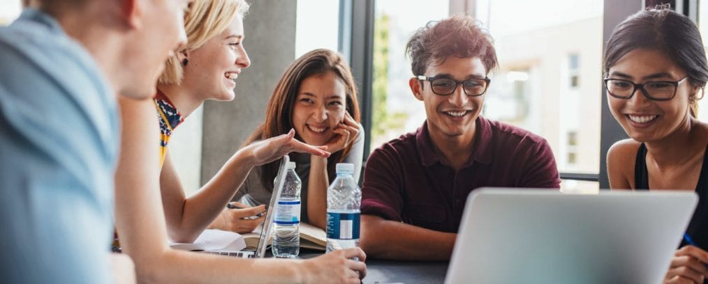 College students studying together.