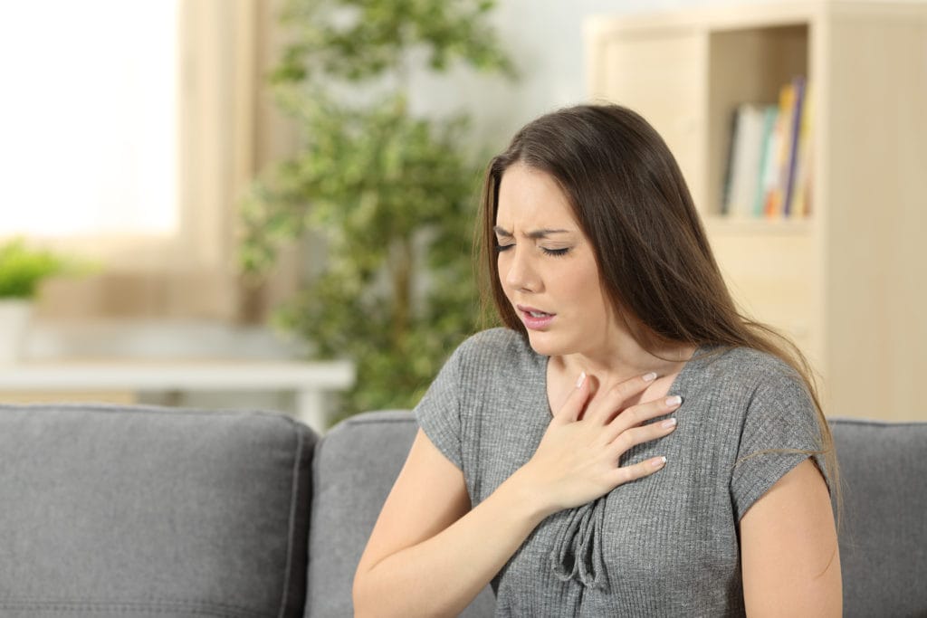 Woman having a panic attack.