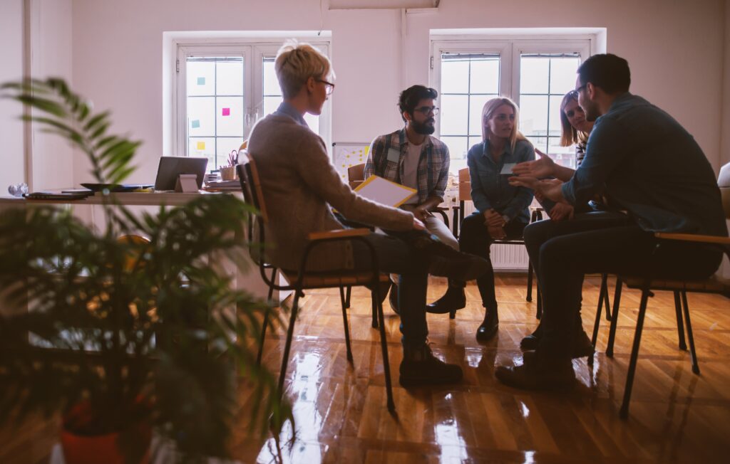 Young adult grief support group meeting.